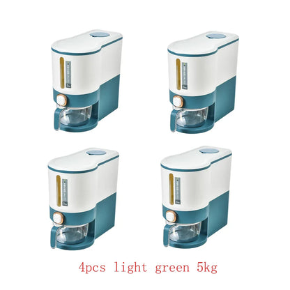Large Capacity Rice Storage Box - 1/2/4pcs Sealed 5KG Grain Dispenser & Pet Food Container - Kitchen Organizer