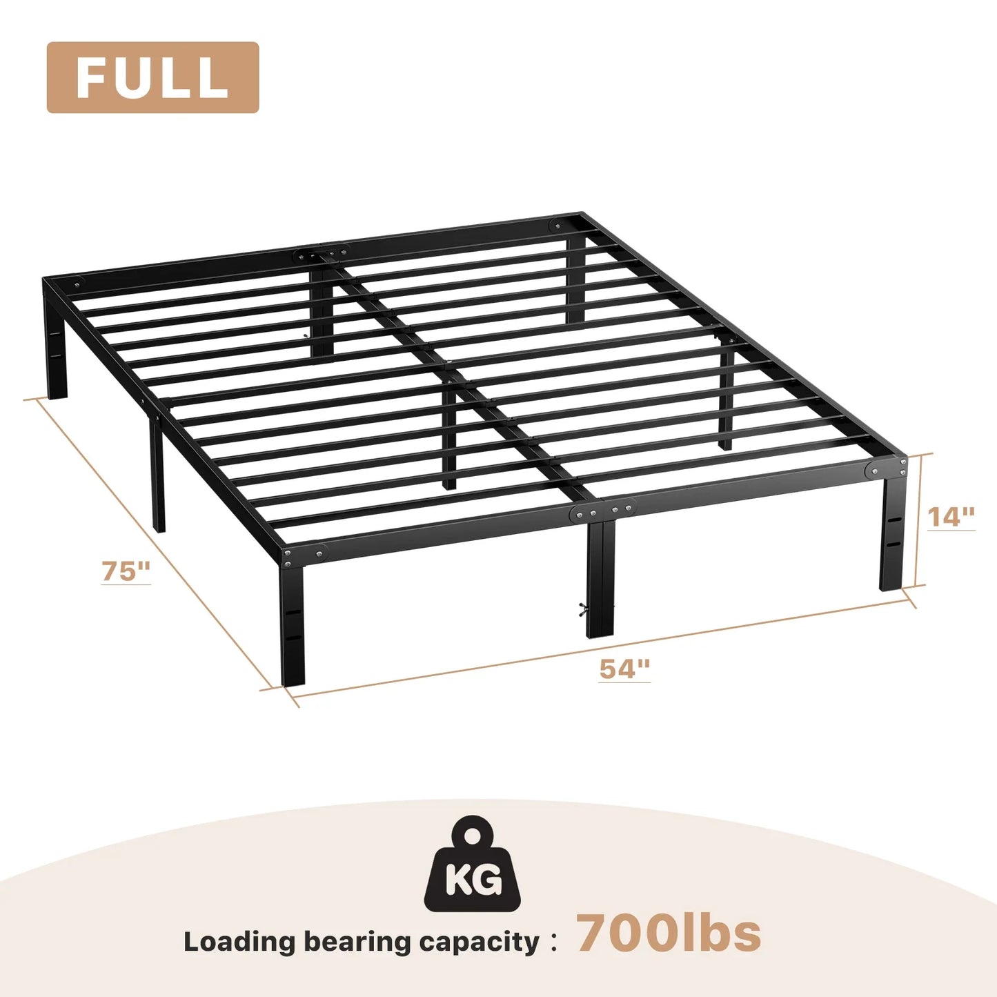 Metal Bed Frame with Storage – Twin, Full, Queen & King Size Platform with Steel Slat Support 350lbs