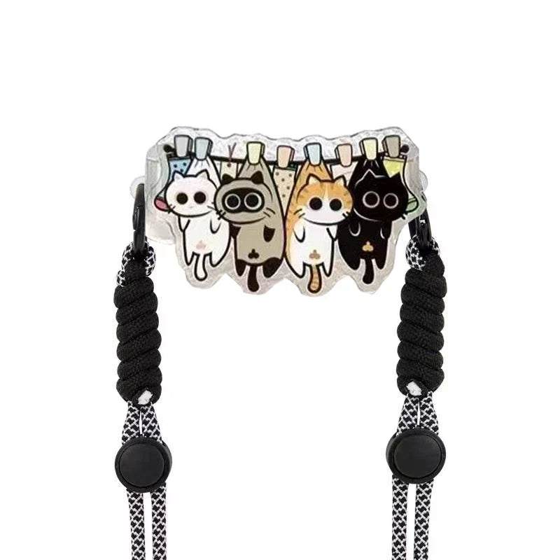 Cute Cartoon Cat & Dog Phone Lanyard – Adjustable Crossbody Shoulder Strap, Back Clip Hanging for Universal Mobile Phones