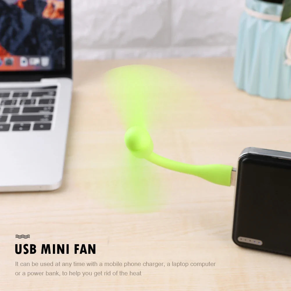 Mini USB Flexible Fan – Bendable Portable Hand Fan for Laptop, PC, Power Bank, and AC Charger, Summer Cooling Gadget