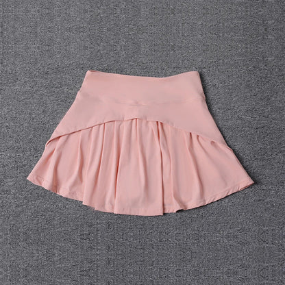 2024 Summer Women’s Anti-Glare Pleated Skirt – High Waist Ice Sports Short A-Line Half Skirt with Elastic Waist