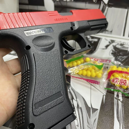 Manual G17 Soft Bullet Toy Gun – Air-Powered Glock Style with Laser & Magazine for Kids CS Games & Outdoor Play