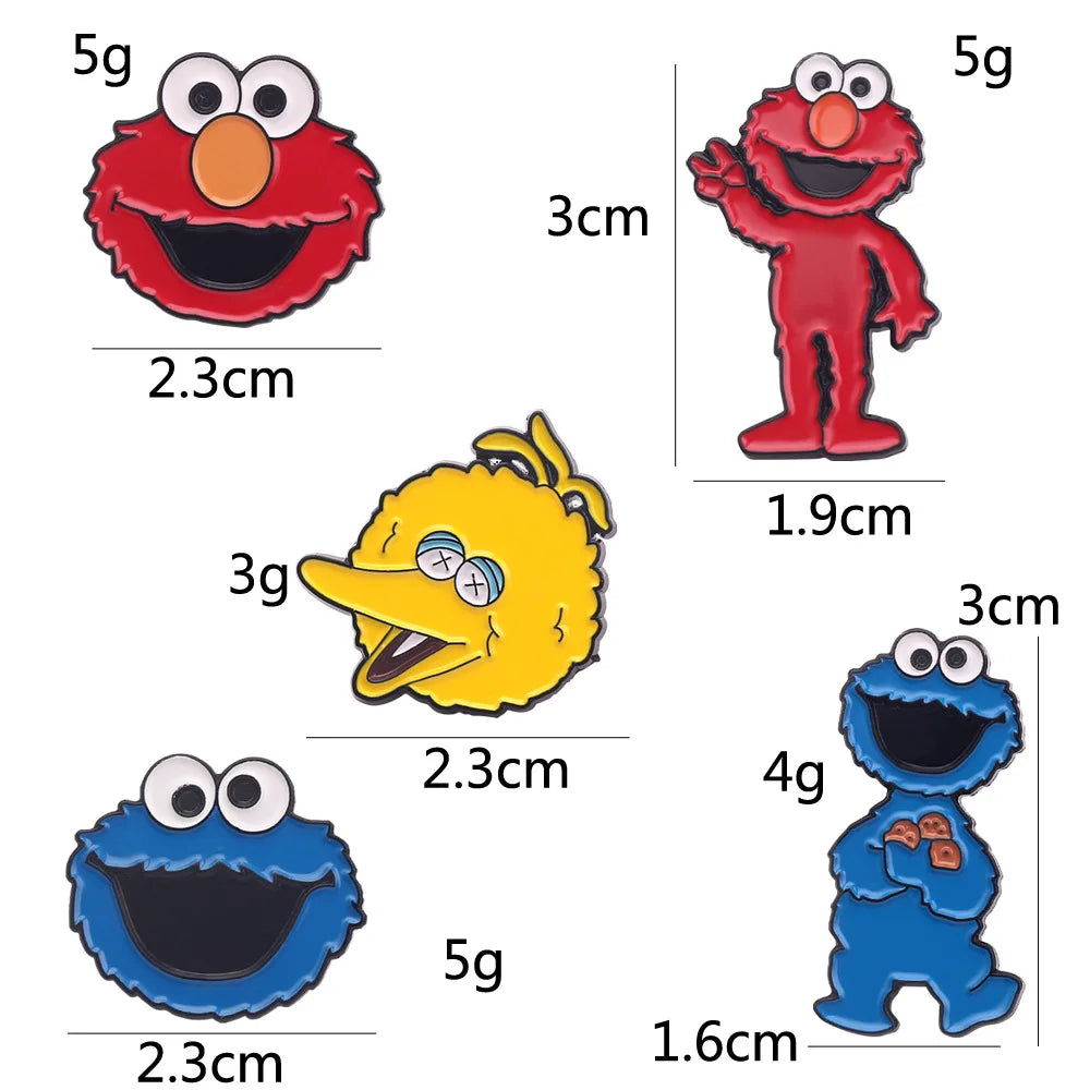 5-Piece Cartoon Animal Enamel Pins - Cute Anime Lapel Badges for Clothing & Accessories
