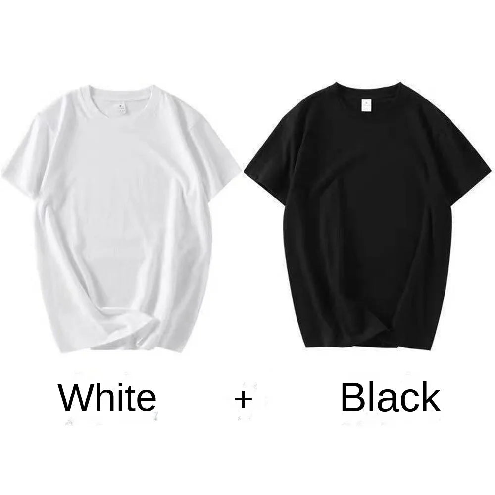 2-Pack Unisex 100% Cotton T-Shirts - Breathable Loose-Fit Short Sleeve Casual Tees