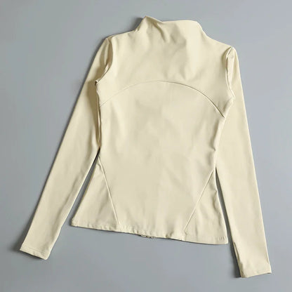 New Yoga Wear Ladies Coat – High Elastic Loose Fitness Top, Long Sleeve Stand-Up Collar for Exercise