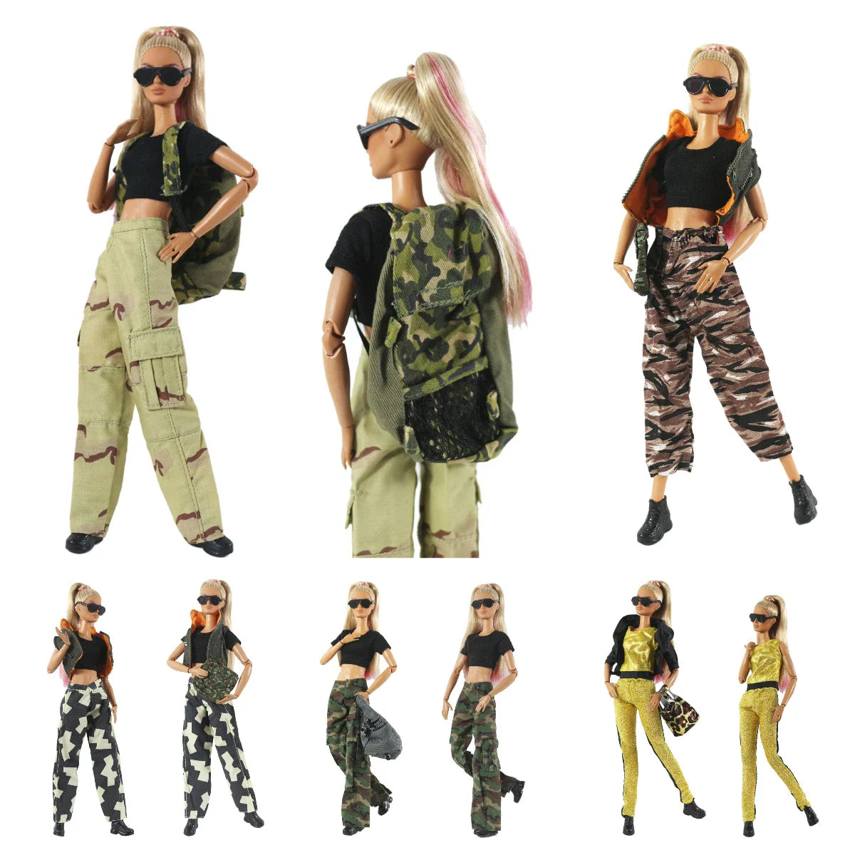 1:6 Scale Doll Clothes – Camouflage Outfit for 11.5-inch (30cm) Dolls, Many Styles, Gift for Girls