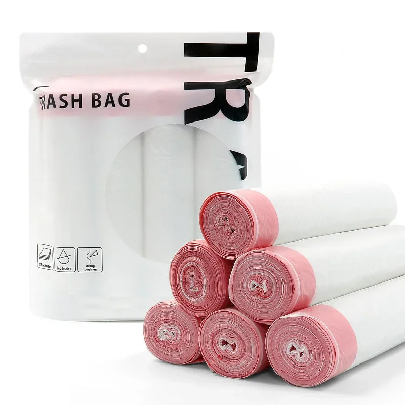 Garbage Bags with Drawstring – Transparent Disposable Bags for Household, Kitchen & Dorm Use, 3 Size Options