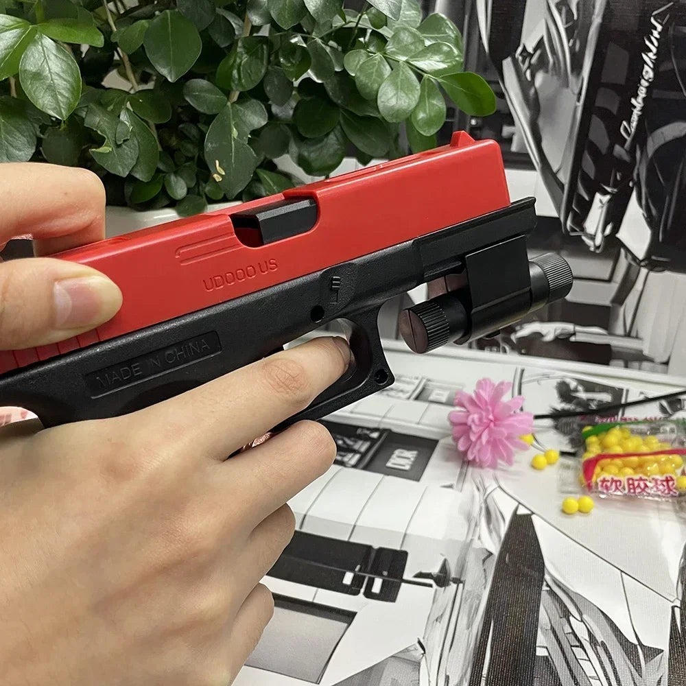 Manual G17 Soft Bullet Toy Gun – Air-Powered Glock Style with Laser & Magazine for Kids CS Games & Outdoor Play