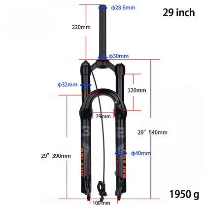 BOLANY Mountain Bike Fork – 29 Inch MTB Air Suspension, Shock Absorbing Fork for Downhill & MTB Bikes
