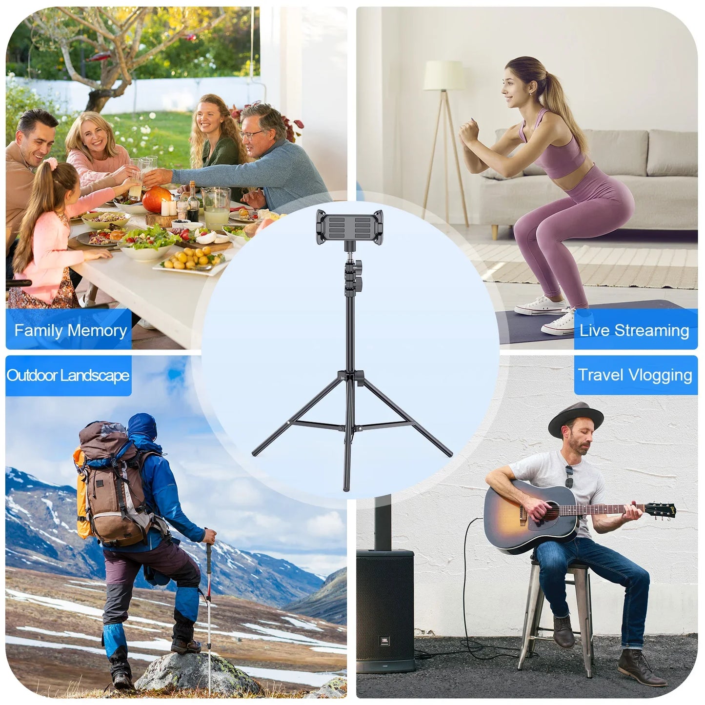 Xnyocn Tripod Floor Tablet Stand — Adjustable Holder for iPad Air, Pro, Mini & 4-13 Inch Tablets