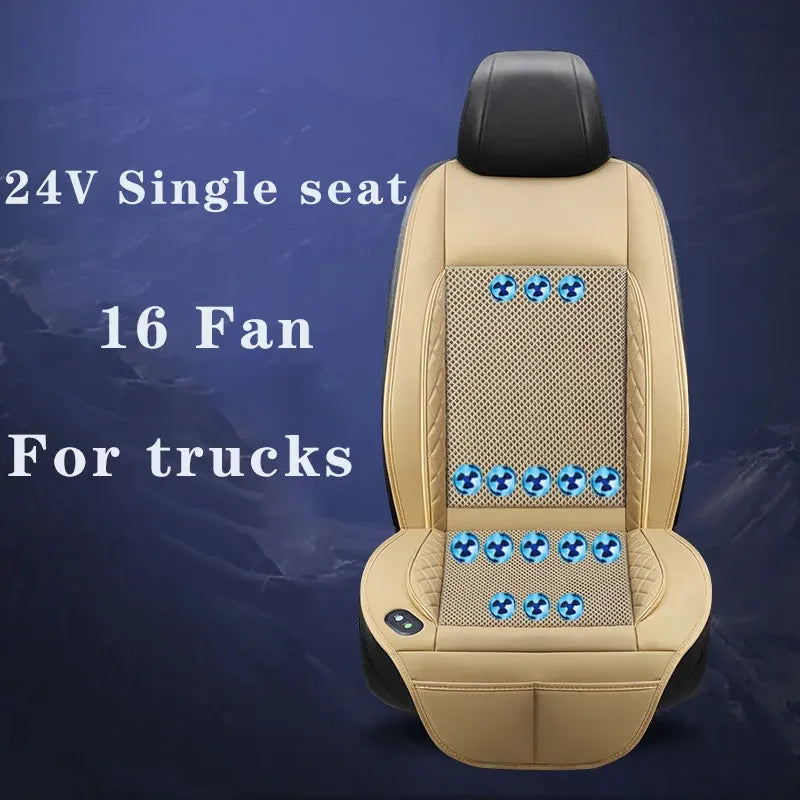 12/24V Car & Home Ventilation Massage Seat Cushion — Breathable Cooling & Heated Massage Pad