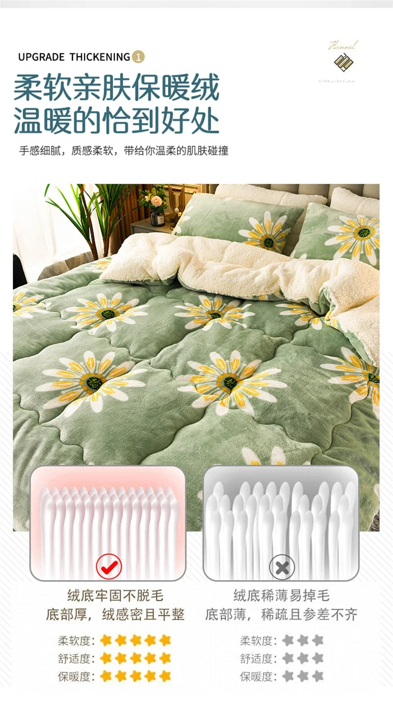 Super Thick Plaid Fleece Blanket – Soft, Warm, Fluffy Winter & Autumn Comforter Quilt