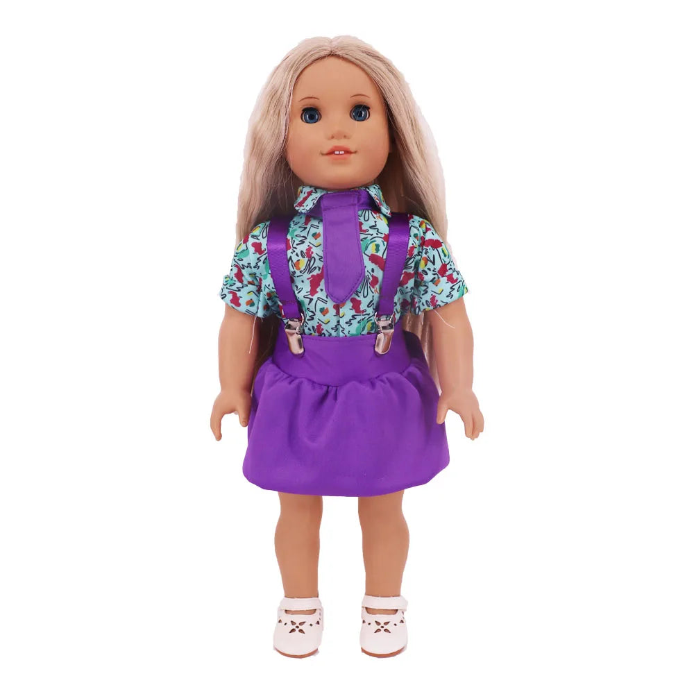 18-Inch Doll Nightdress Outfit — Purple Series Clothes for American & 43CM Baby Dolls, Our Generation Doll Gift