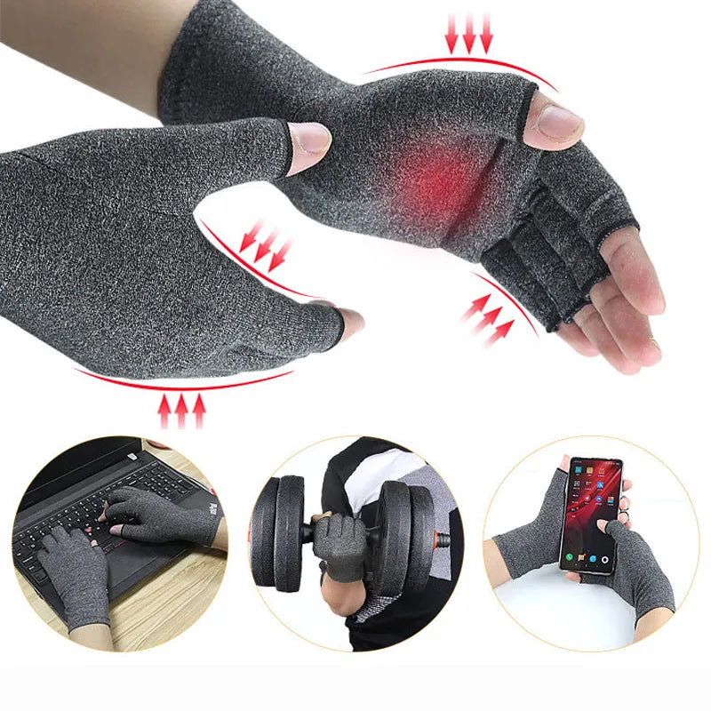 1 Pair of Fingerless Compression Gloves for Hand Discomfort Relief