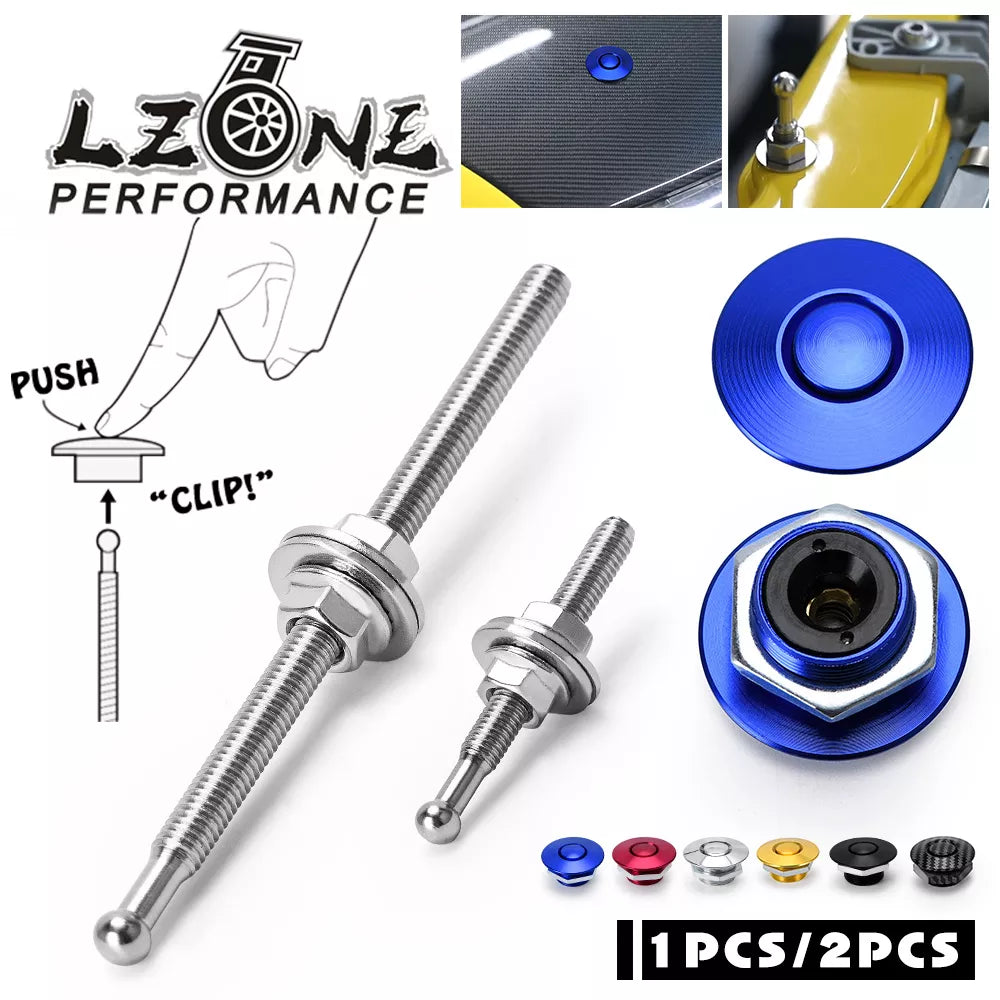Universal JDM Style 1.25" Push Button Billet Hood Pins Lock Clip Kit - LZONE Car Quick Pins for BMW ec JR-HPL04/05