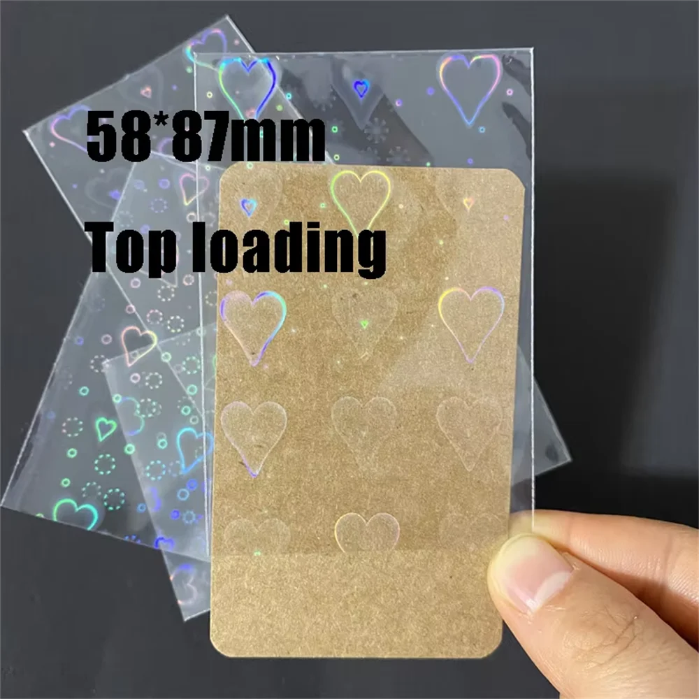 50pcs Heart-Shaped Foil Card Sleeves — 11 Styles, Top-Loading Protector for Pokémon, YGO, Board Games, Photos & K-Pop Cards