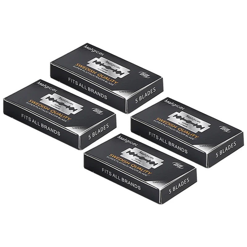 20 Pcs Double Edge Stainless Steel Razor Blades - Ultra-Sharp Safety Blades for Manual Shaving Razor