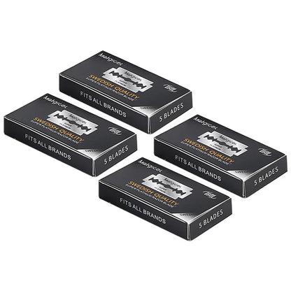 20 Pcs Double Edge Stainless Steel Razor Blades - Ultra-Sharp Safety Blades for Manual Shaving Razor