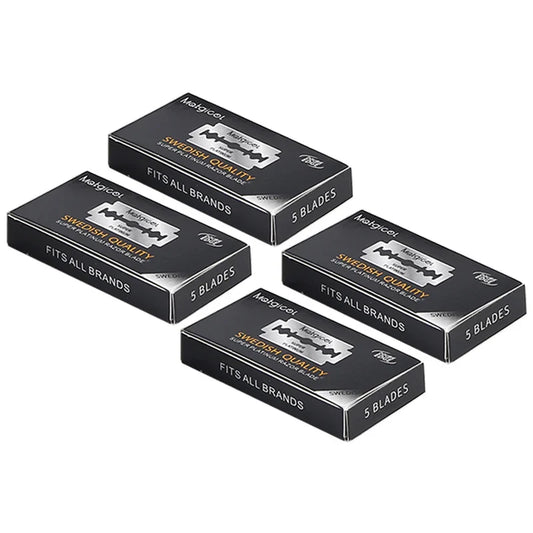 20 Pcs Double Edge Stainless Steel Razor Blades - Ultra-Sharp Safety Blades for Manual Shaving Razor