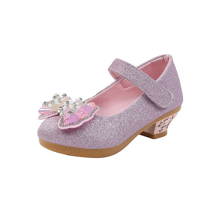 Children's Princess Dress Shoes - Leather Bowtie High Heels for Girls' Parties & Casual Wear