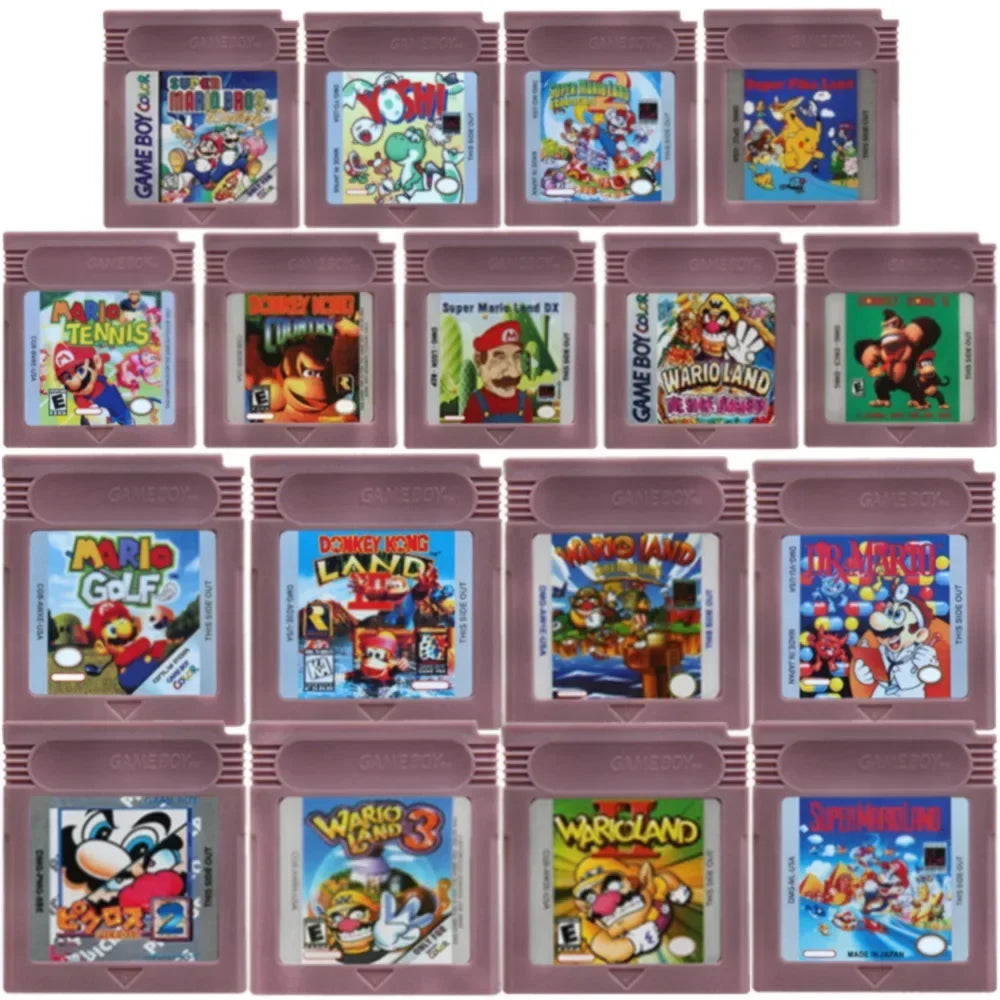 GBC 16-Bit Game Cartridge - Wario Land, Donkey Kong & Yoshi Compatible Game Card for GBC/GBA Consoles