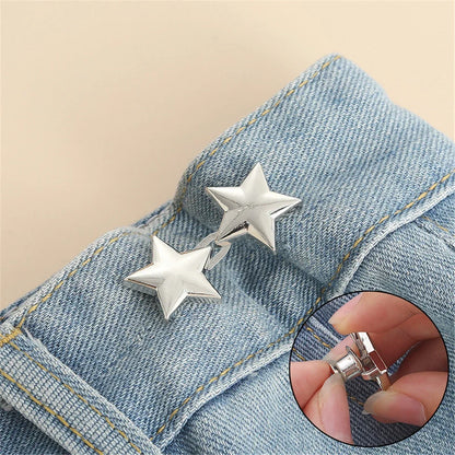 Adjustable Jeans Button Clips - Waist Tightener Buckle, Snap Button Adjuster for Pants and Skirts, Retractable Button