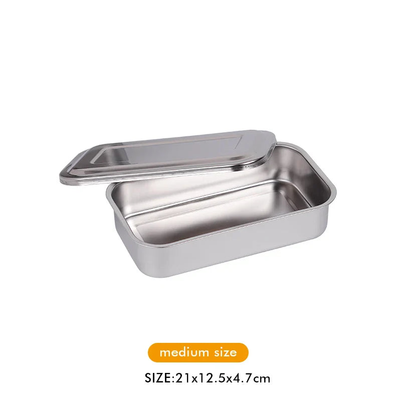 Stainless Steel Dental Instrument Tray with Lid – Medical Sterilization Box for Surgical Tools, Disinfection Storage Container