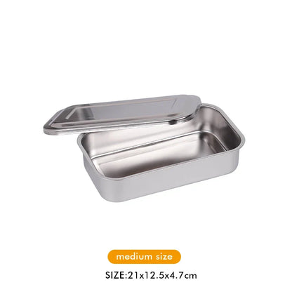 Stainless Steel Dental Instrument Tray with Lid – Medical Sterilization Box for Surgical Tools, Disinfection Storage Container