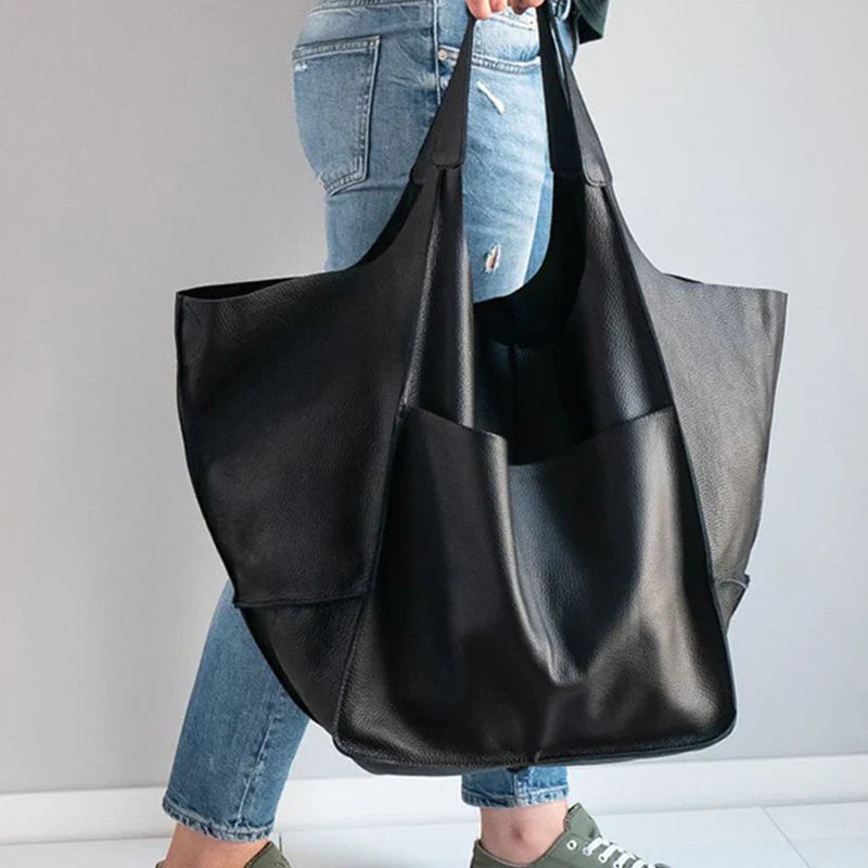 Rretro Handmade Large Beach Tote Bag – High Capacity Zipper Shoulder Handbag for Ladies