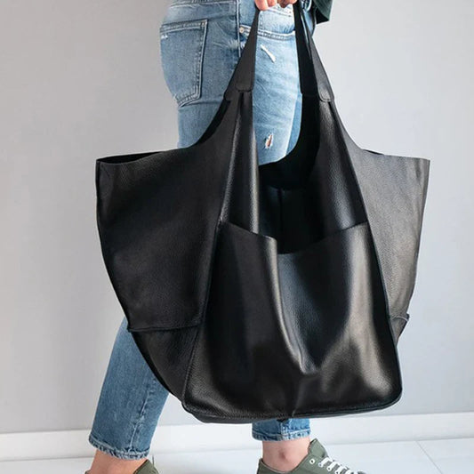 Rretro Handmade Large Beach Tote Bag – High Capacity Zipper Shoulder Handbag for Ladies