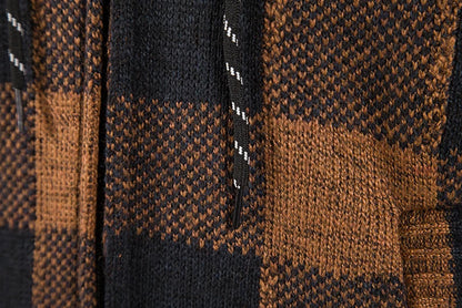 Men's Winter Plaid Hooded Cardigan – Warm Wool Fleece Zipper Jacket Knit Sweater Coat