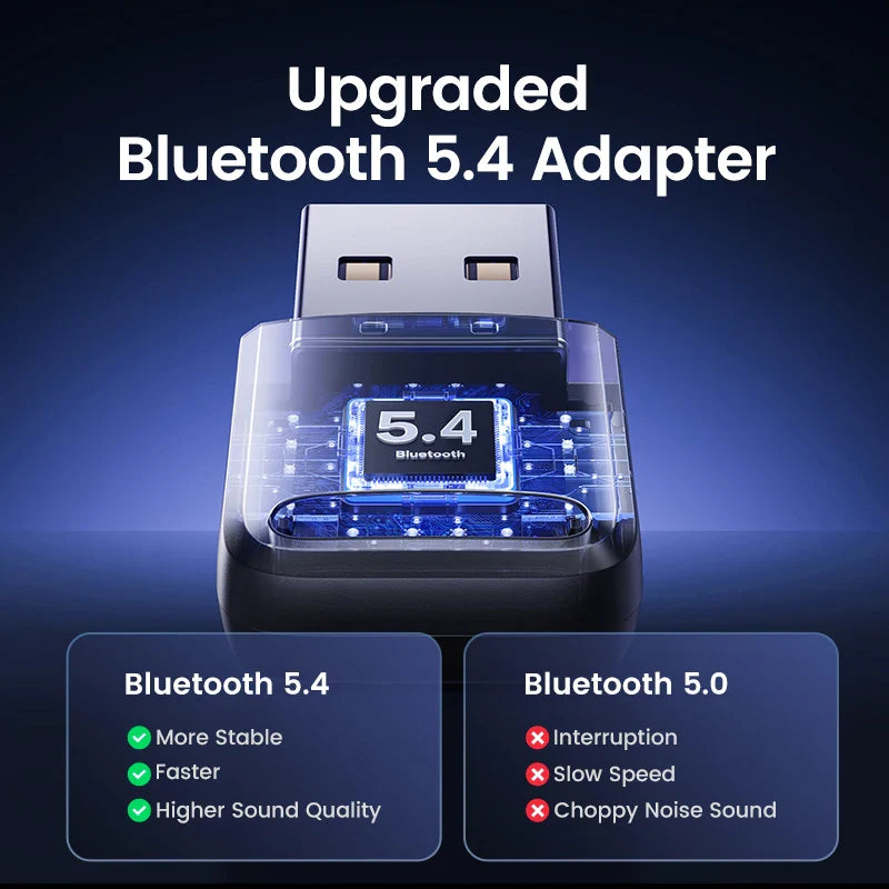 Bluetooth 5.4 USB Adapter for PC – Wireless Dongle for Mouse, Keyboard, Audio & Music Receiver Transmitter