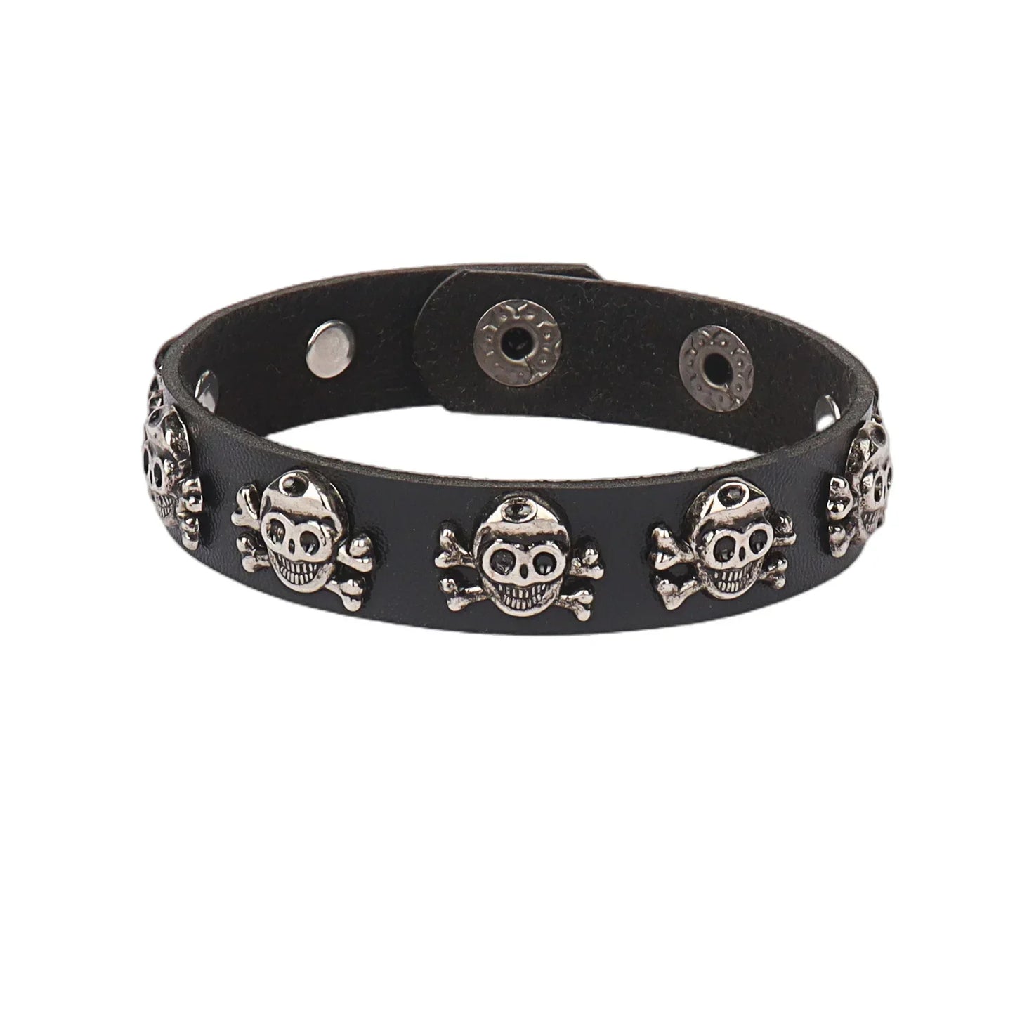 Punk Rock Hip Hop PU Leather Bracelet – Unisex Skull, Pentagram & Rivet Chain Bracelet, Trendy Party Jewelry Accessory