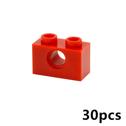 Technical Building Block Long Beam with Holes – Thick MOC Studded Bricks Compatible with 3703, 32018, 3895, 2730, 3894, 3701, 3700