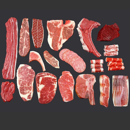 Realistic Faux Meat Models - 5-Piece Beef, Pork & Lamb Steak Display Set for Restaurant Decor
