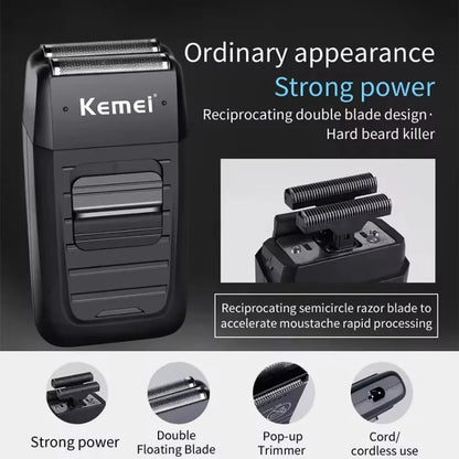 Kemei Professional Hair Clipper Kit – KM-2296, KM-2299, KM-1102 Electric Shaver & Cordless Trimmer for Men’s Hair Cutting