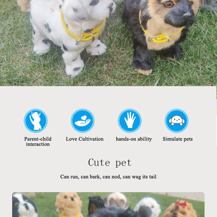 Simulation Electric Pet Dog Toy - Voice Control, Walking & Nodding Plush Robot with Music for Kids