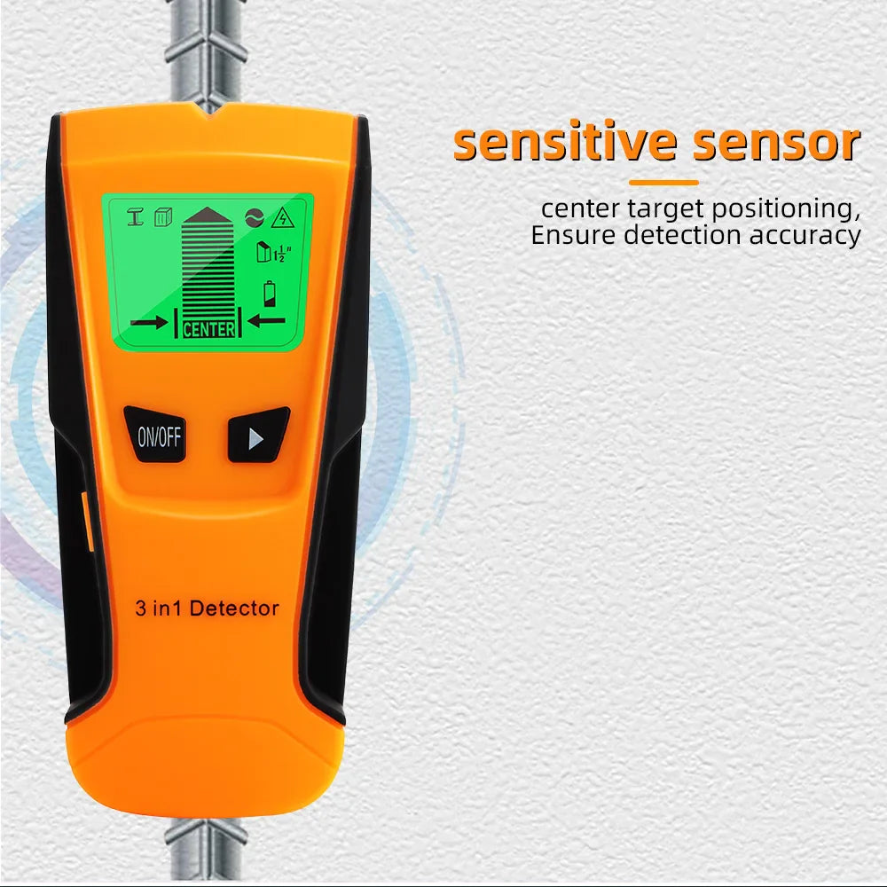 3-in-1 Wall Metal Detector – Professional Deep Scan for Metal, Wood Studs, AC Voltage & Live Wires