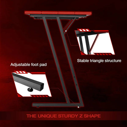 PC Gaming Desk with Large Monitor Riser – L-Shaped Corner Desk, Sturdy Writing Workstation for Office & Computer