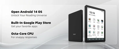 Bigme B6 6" E-Book Reader – E-Ink Display, 36-Level Front Light, Android 14, 4+64GB, Google Play