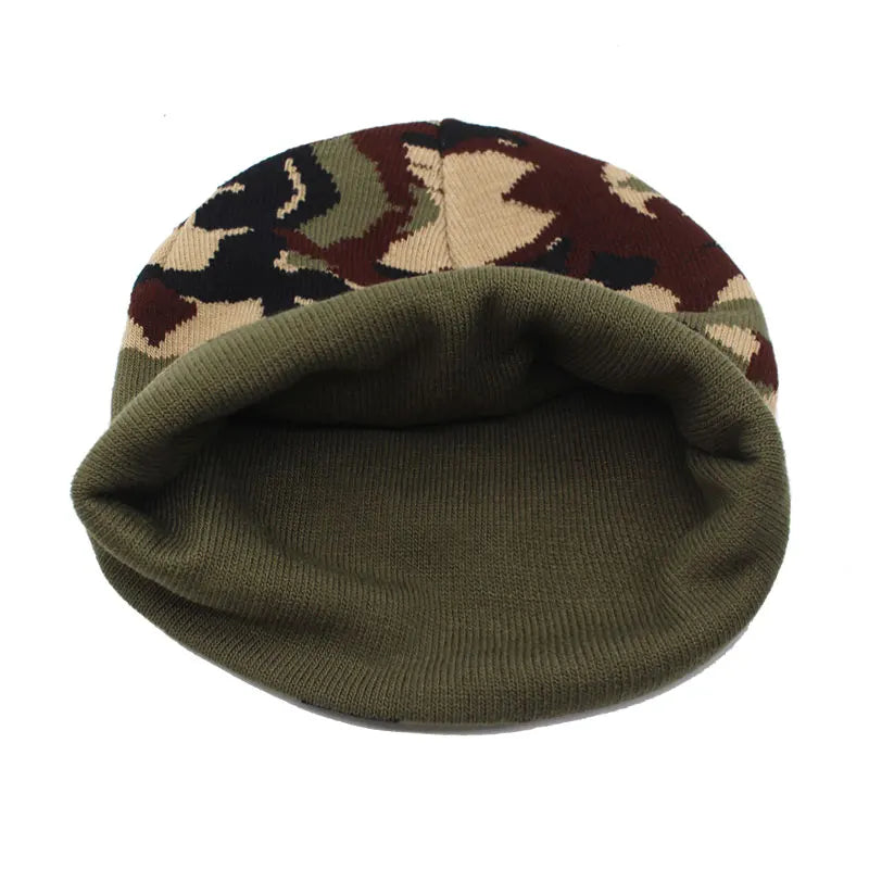Camouflage Knitted Beanie - Unisex Winter Hat for Men and Women, Warm Skullies Beanies for Autumn and Winter