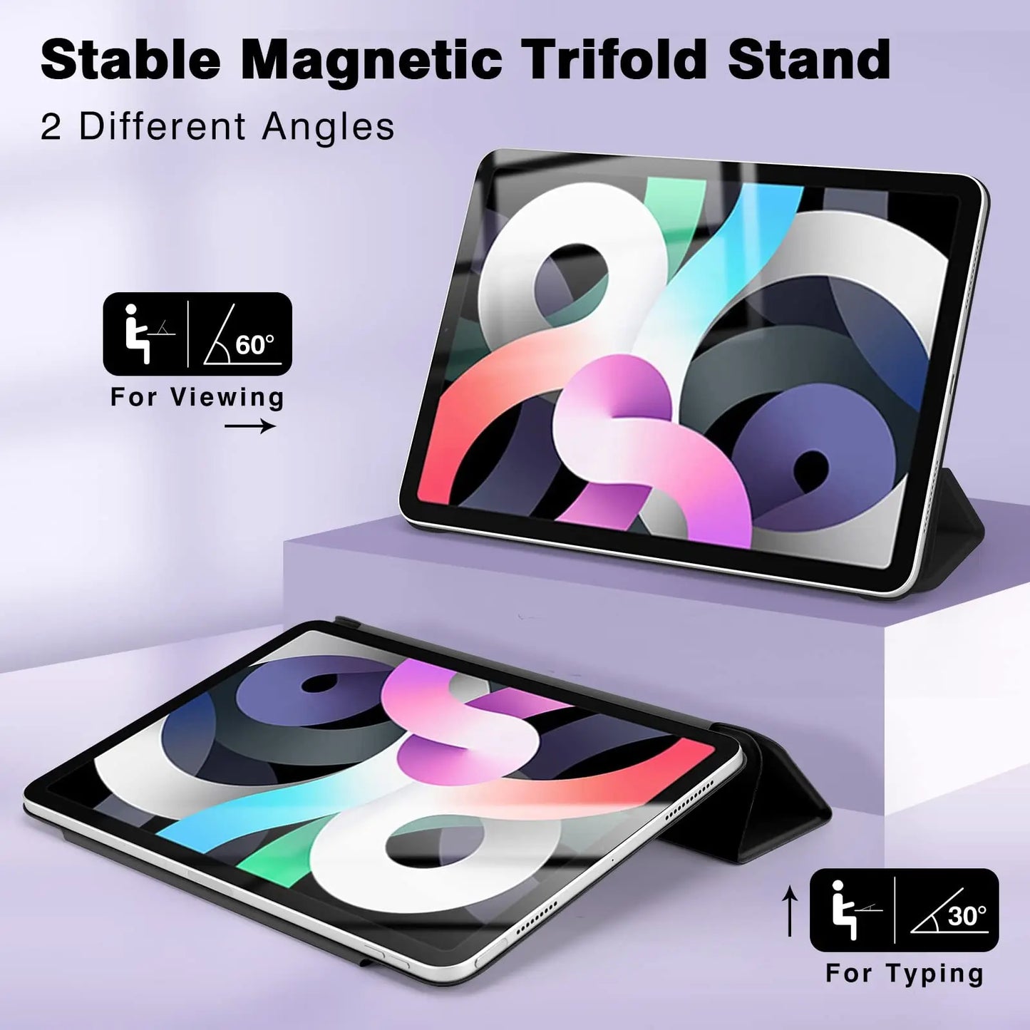 Magnetic Trifold Stand Case for iPad Pro & Air – Slim Fit for iPad Pro 12.9, Air 5/6, M4/M2 (2024 & 10th Gen)