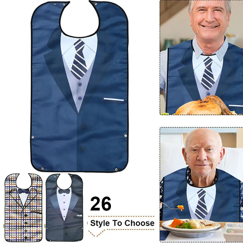 1Pcs Waterproof Adult Bib for Eating - Washable and Reusable Apron, Clothing Protector with Crumb Catcher for Elderly Men and Women