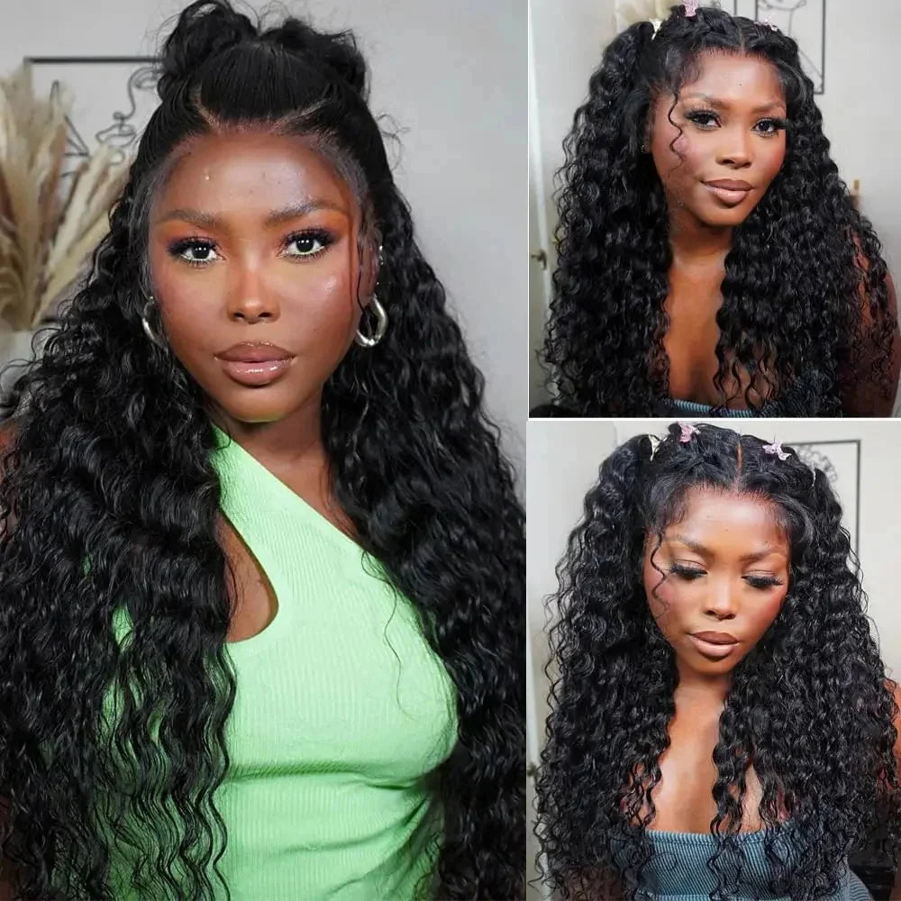 Invisi Strap 360 Lace Frontal Wig – Pre-Plucked Deep Curly Glueless Human Hair Wig, Pre-Cut Full Lace Wig