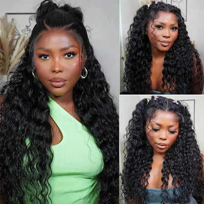 Invisi Strap 360 Lace Frontal Wig – Pre-Plucked Deep Curly Glueless Human Hair Wig, Pre-Cut Full Lace Wig