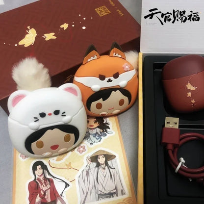 Hua Cheng Xie Lian Fox Rabbit Bluetooth Headset Case – Tian Guan Ci Fu Cosplay Earphone Case, Official Toy Gift