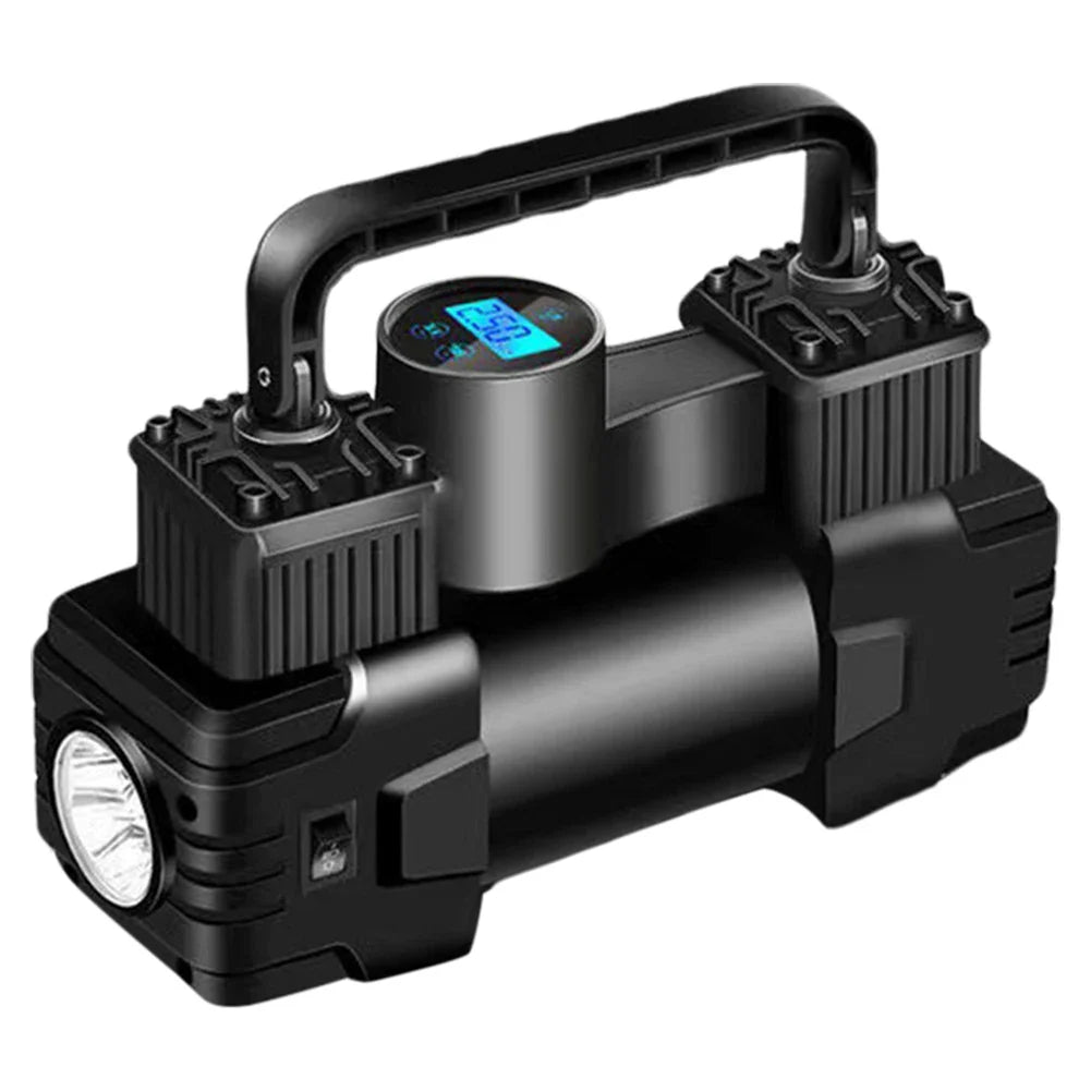 12V 150PSI Mini Air Compressor – Dual Cylinder Heavy Duty Tire Inflator with LED Light, Car Electric Pump