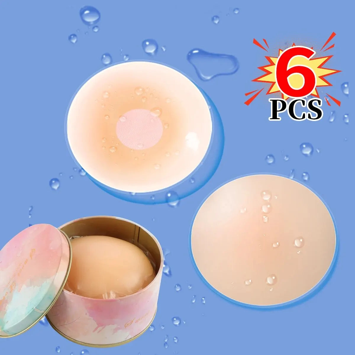 6-Pack Silicone Invisible Chest Patches – Anti-Glare, Breathable & Sexy Lingerie Covers