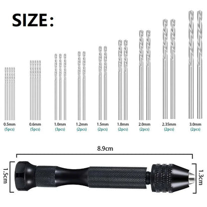 36Pcs Micro Hand Drill Bits Set – Mini Twist Drill Bits for PCB, Jewelry, Wood Craft & DIY Rotary Tool Accessories
