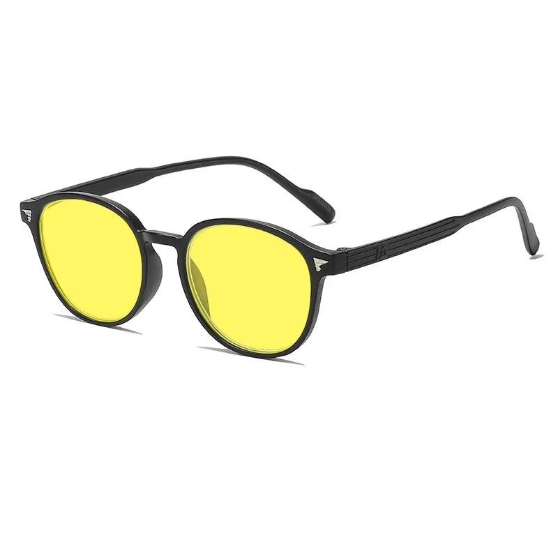 Round Frame Yellow Lens Night Vision Glasses — Ultralight Blue Light Blocking Eyewear for Men & Women, Eye Protection for Driving